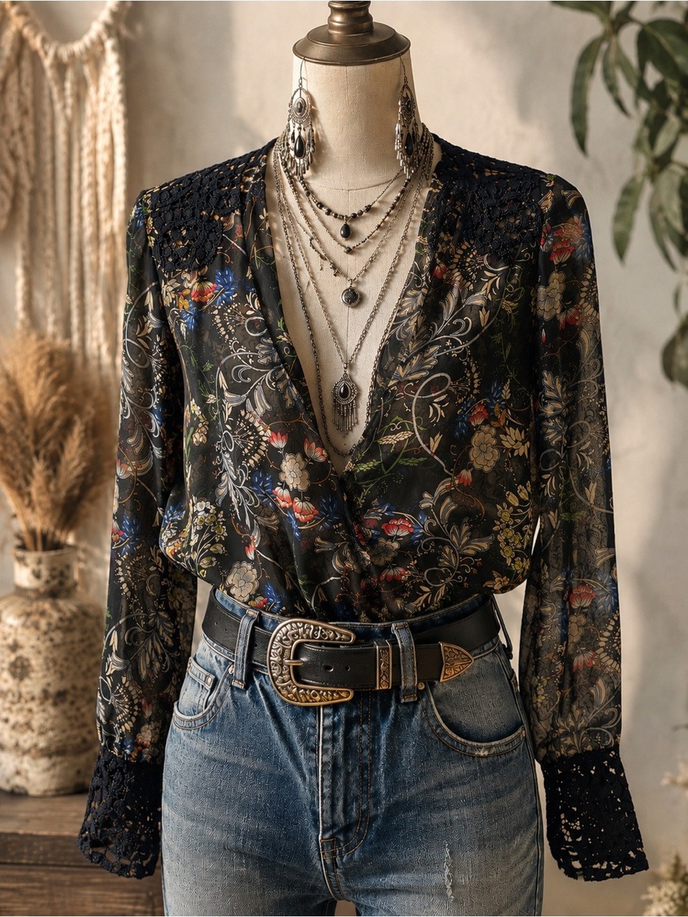 Free People Intimately Must Have Been Love Sheer Floral Long
Sleeve Bodysuit M/L